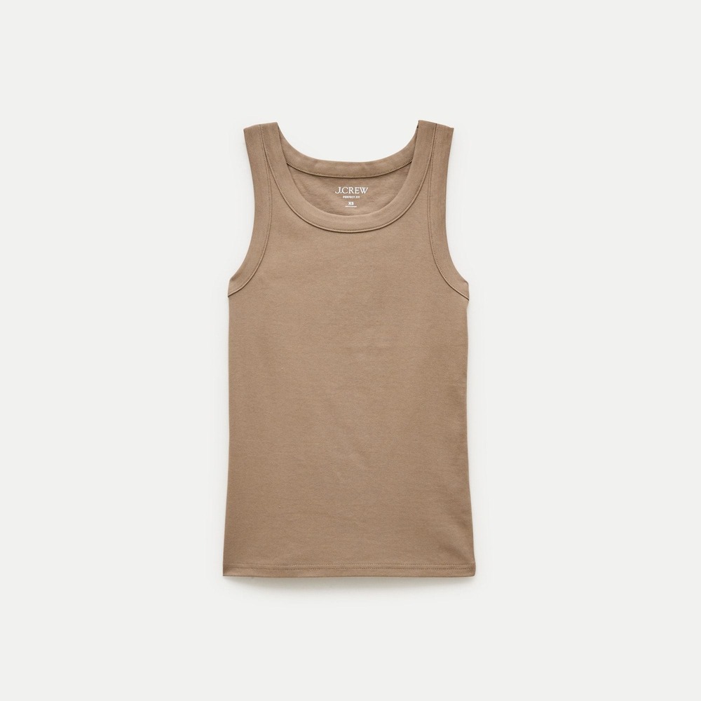 J.Crew Re-Imagined Organic Slub Cotton Tank Top Tan Beige Large